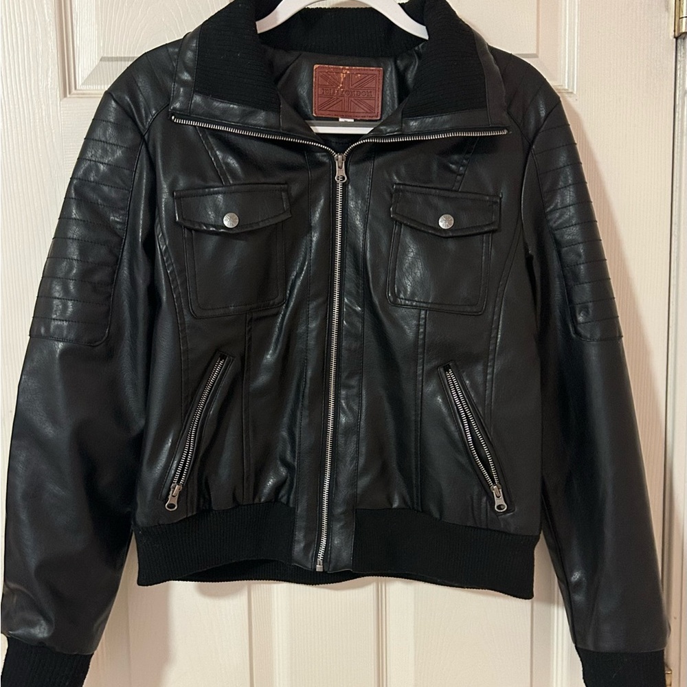 Black Leather Bomber Jacket
